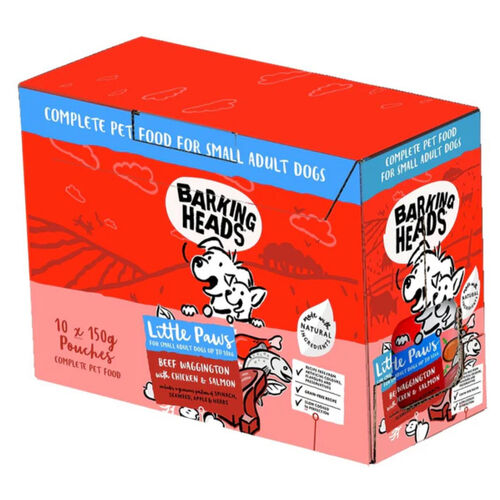 Barking Heads Little Paws Wet Beef Waggington with Chicken & Salmon 10 x 150g