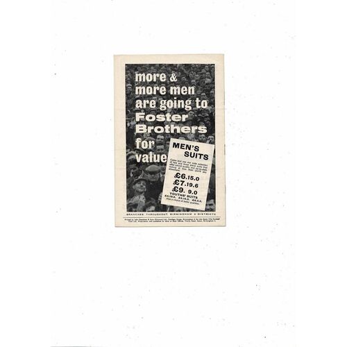 1962/63 Aston Villa v Burnley Football Programme