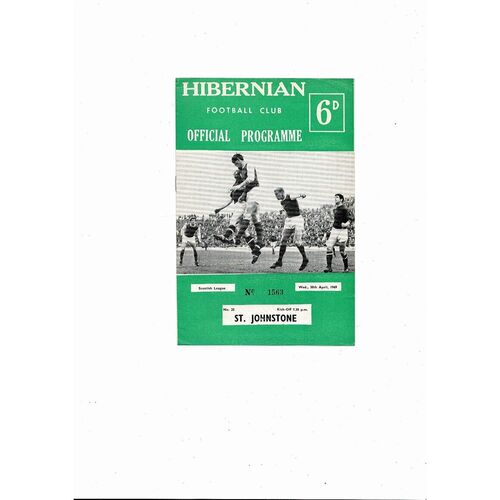 1968/69 Hibernian v St Johnstone Football Programme