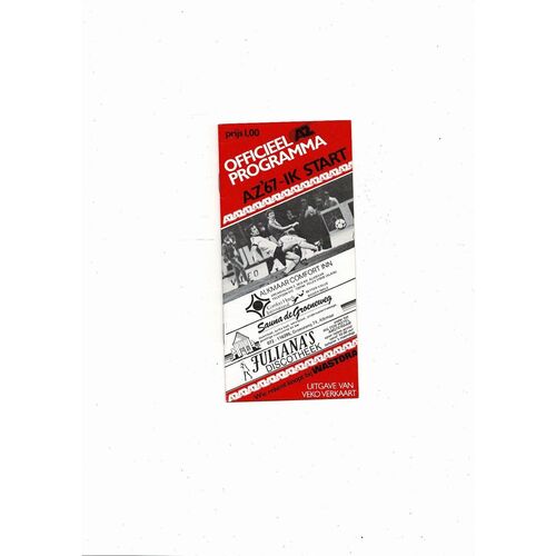 AZ 67 Alkmaar v IK Start European Cup Football Programme 1981/82