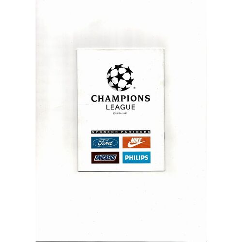 Marseille v Brugge UEFA Champions League Football Programme 1992/93