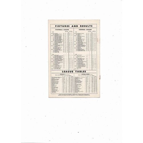 1958/59 Manchester United v Blackpool Football Programme