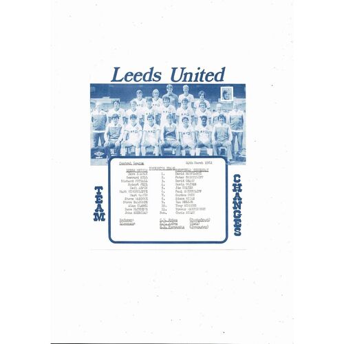 Leeds United v Sheffield Wednesday Central League Football Programme 1981/82