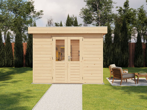3.0mtr x 1.8mtr 28mm walled Flat Roof Cabin