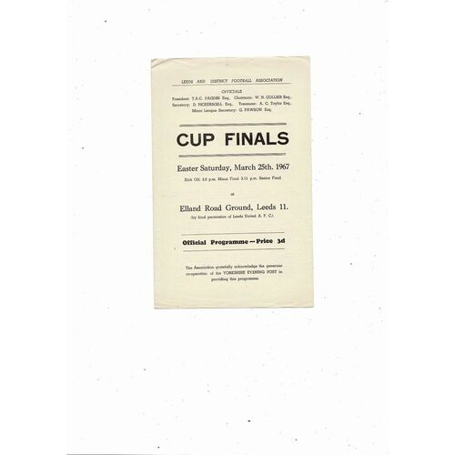 Corpus Christi v Leeds College Leeds Snr Cup Final Programme 1967 @ Leeds United