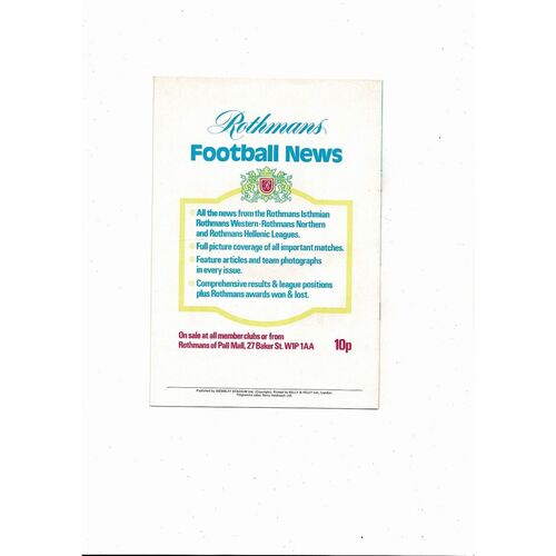 1975 Epsom & Ewell v Hoddesdon Town FA Vase Final Football Programme