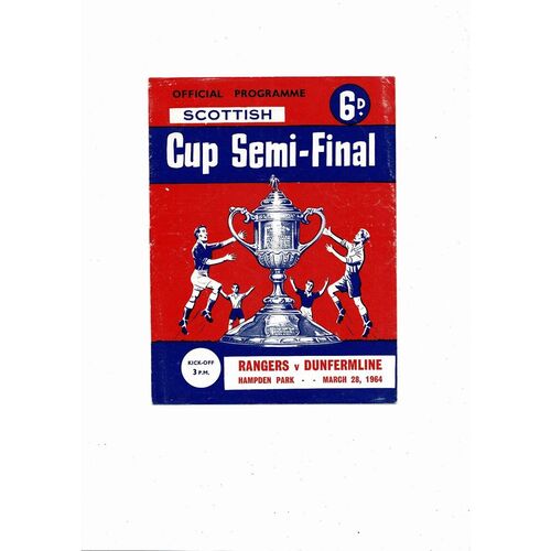 1964 Rangers v Dunfermline Sottish Cup Semi Final Football Programme