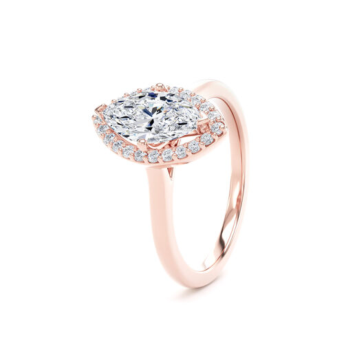 Marquise diamond halo in rose gold