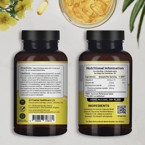 Powise Evening Primrose Oil 2000mg 60 Sofgels