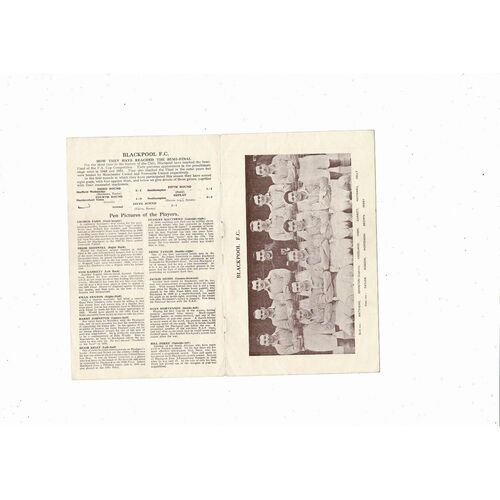 1953 Blackpool v Tottenham Hotspur FA Cup Semi Final Football Programme