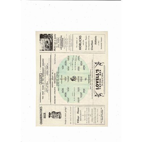 1952/53 Charlton Athletic v Portsmouth Football Programme