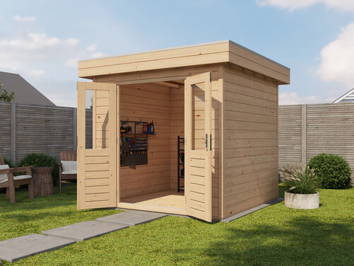 2.4mtr x 2.4mtr 28mm walled Flat Roof Cabin