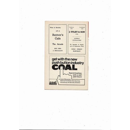 1968/69 Barnsley v Gillingham Football Programme