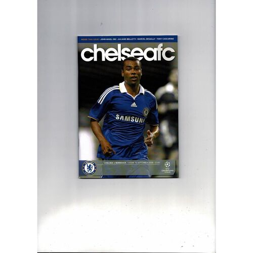 Chelsea v Bordeaux Champions League Football Programme + Match Ticket 2008/09