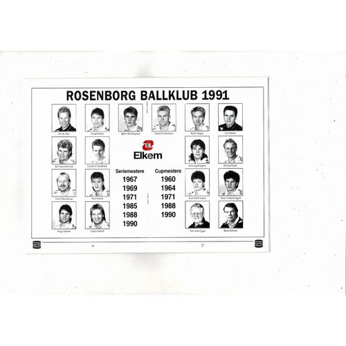 Rosenborg v Sampdoria European Cup Football Programme 1991/92