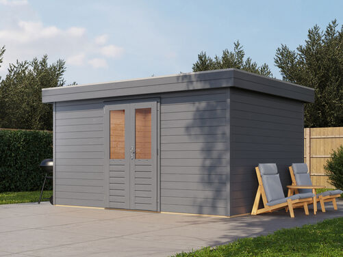 4.2mtr x 3.0mtr 44mm walled Flat Roof Cabin