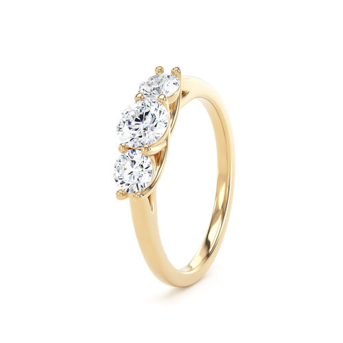 Graduated round brilliant cut diamond trilogy ring