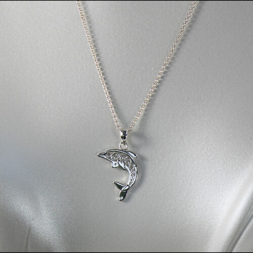 Sterling Silver Filigree Dolphin Pendant Necklace