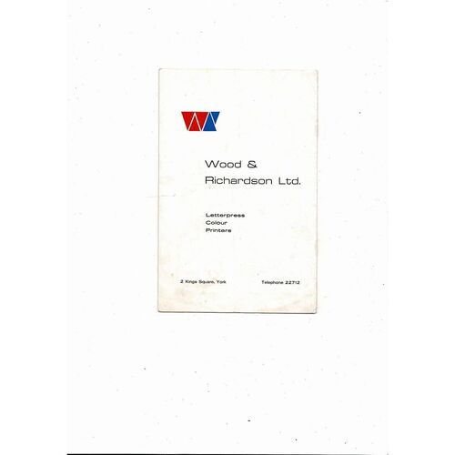 1970 England v Ireland Schools International Football Programme @ York City