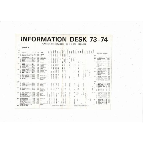 1973/74 Huddersfield Town v Leeds United West Riding Cup Semi Final Programme