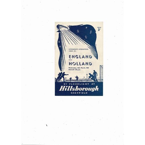 1960 England v Holland U23 Football Programme @ Sheffield Wednesday