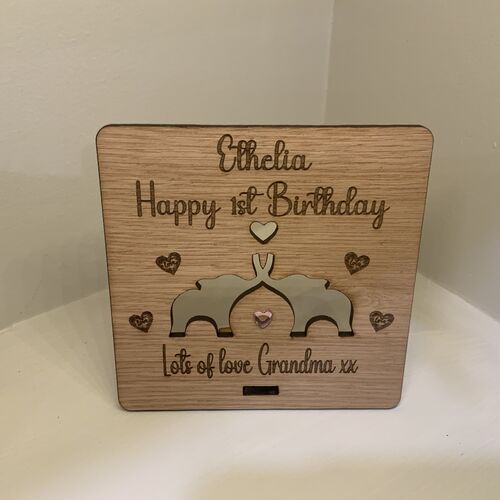 Wooden 1st birthday Card