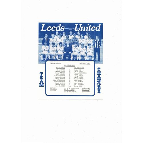 Leeds United v Sheffield Wednesday Central League Football Programme 1979/80