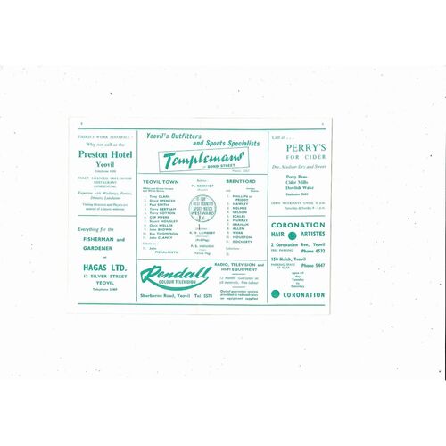 Yeovil Town v Brentford FA Cup Football Programme 1972/73