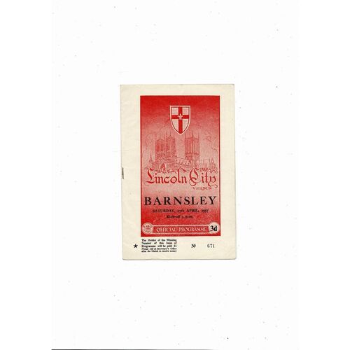 1956/57 Lincoln City v Barnsley Football Programme