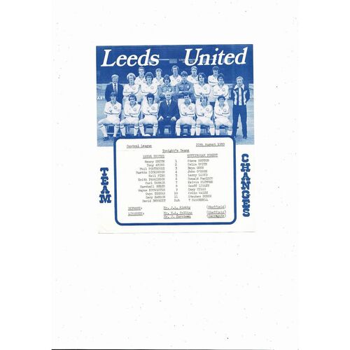 Leeds United v Nottingham Forest Central League Football Programme 1980/81