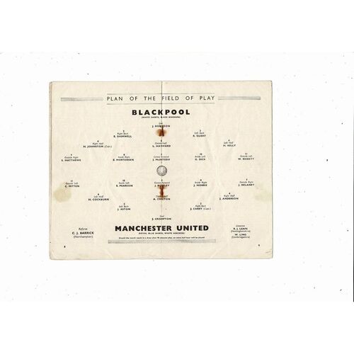 1948 Blackpool v Manchester United FA Cup Final Football Programme