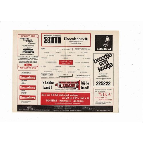 Ajax v Manchester United UEFA Cup Football Programme 1976/77