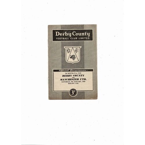 1959/60 Derby County v Manchester United FA Cup Football Programme