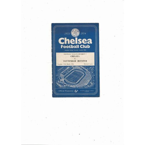 1953/54 Chelsea v Tottenham Hotspur Football Programme