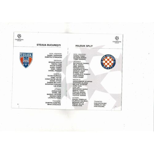 Steaua Bucharest v Hadjuk Split UEFA Champions League Football Programme 1994/95