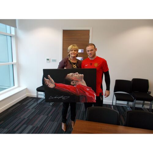 Original Wayne Rooney Signed Painting by Sue Verity