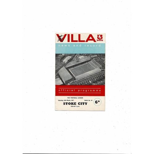 1966/67 Aston Villa v Stoke City Football Programme