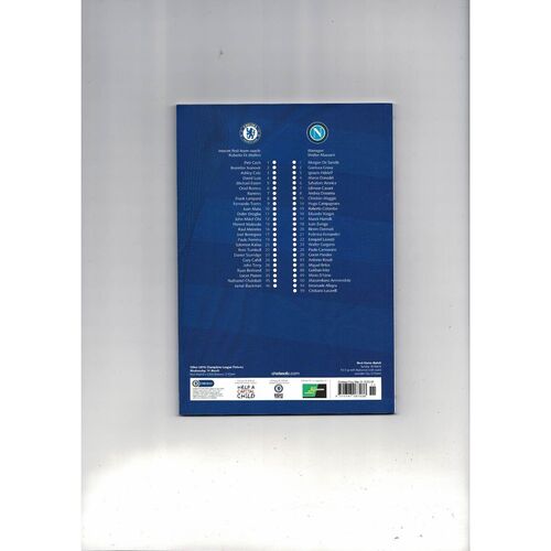 Chelsea v Napoli Champions League Football Programme + Ticket 2011/12