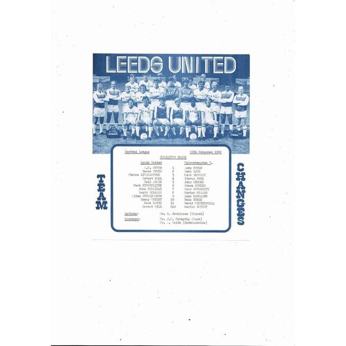 Leeds United v Wolves Central League Football Programme 1982/83