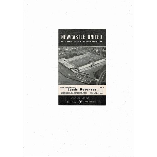 Newcastle United v Leeds United Central League Football Programme 1966/67