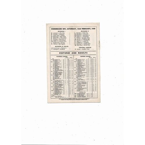 1957/58 Manchester United v Nottingham Forest Football Programme