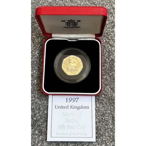 1997 Silver Proof Piedfort Fifty Pence Coin - 16g