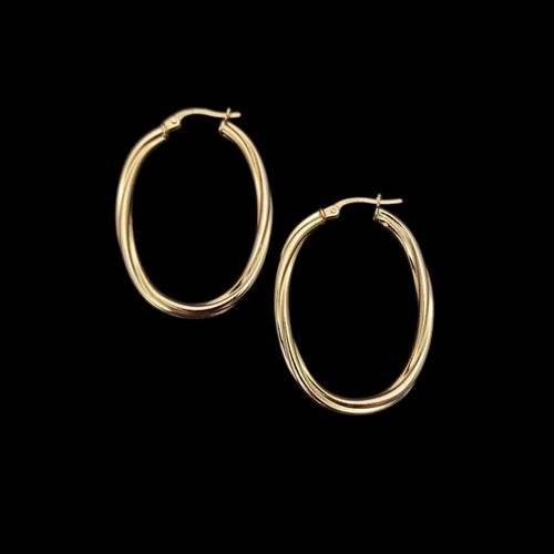 9ct yellow gold oval twisted creole hoop earrings 