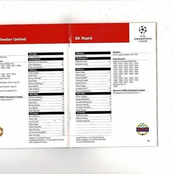 Manchester United v SK Rapid Vienna Champions League Football Programme 1996/97