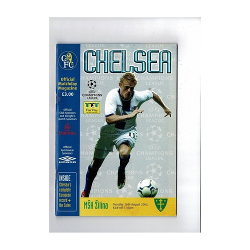 Chelsea v Msh Zilina Champions League Football Programme 2003/04