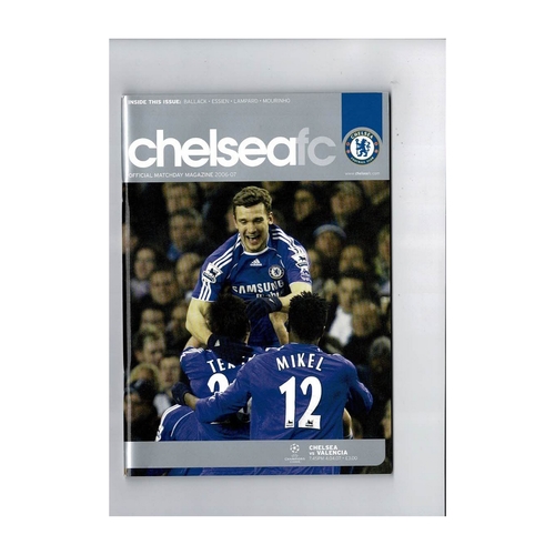 Chelsea v Valencia Champions League Football Programme 2006/07