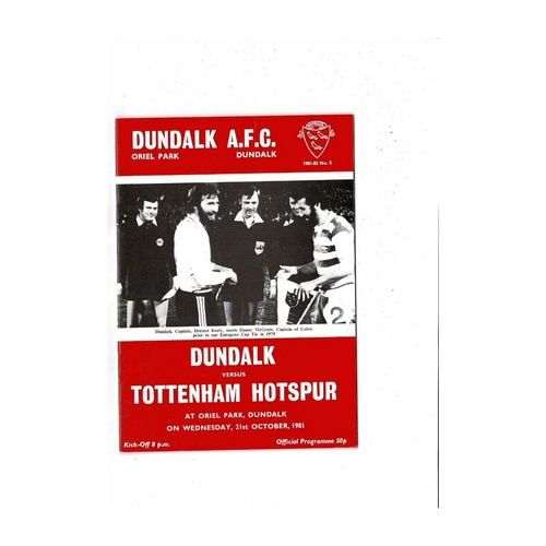 Dundalk v Tottenham Hotspur European Cup Winners Cup Football Programme 1981/82