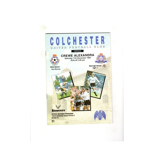 Colchester United Home Football Programmes