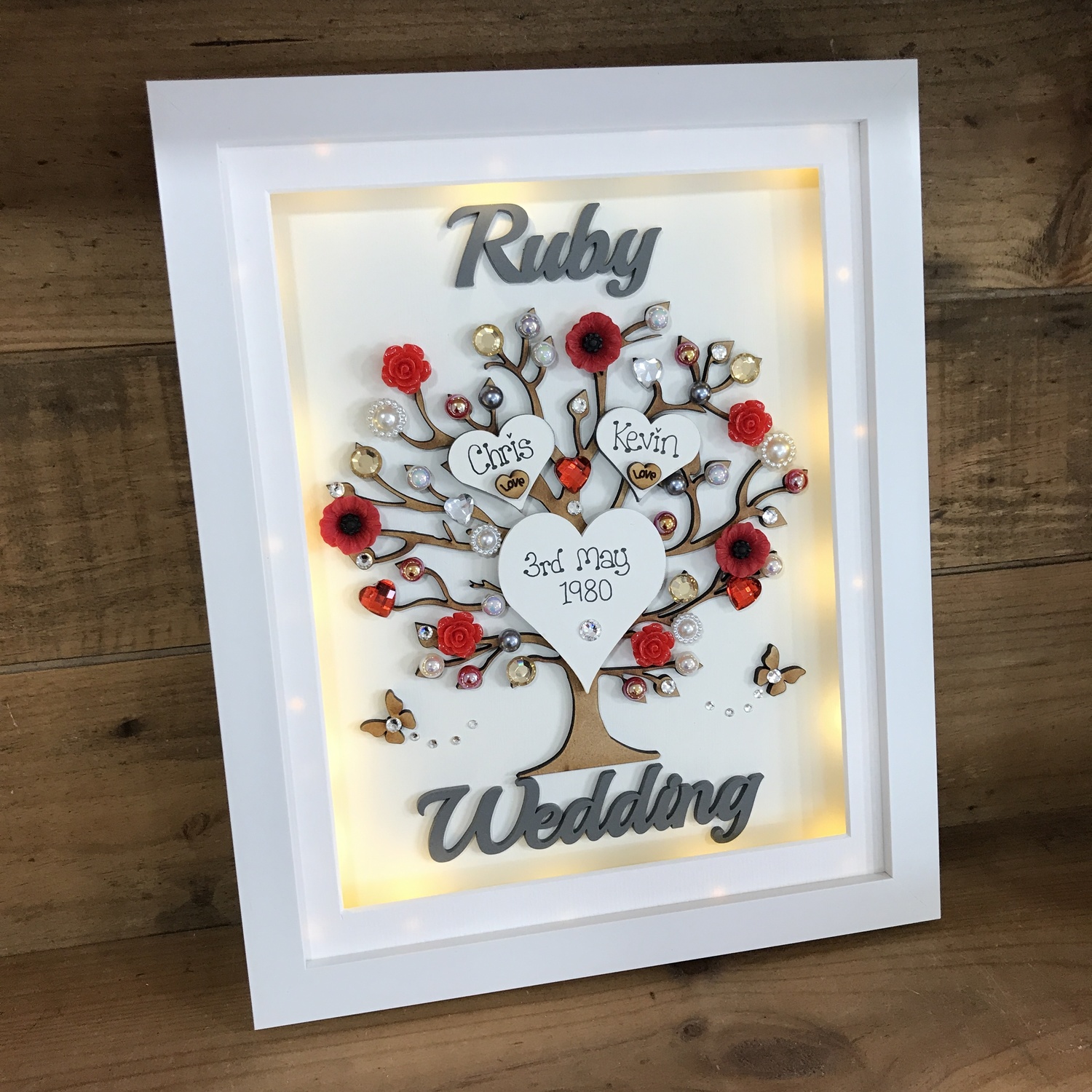LED “ Floral Ruby wedding “ frame Crafty Monkey Sports Medal