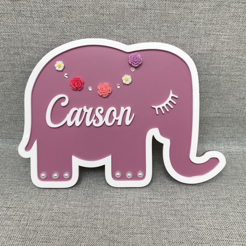 Pink Elephant name plaque